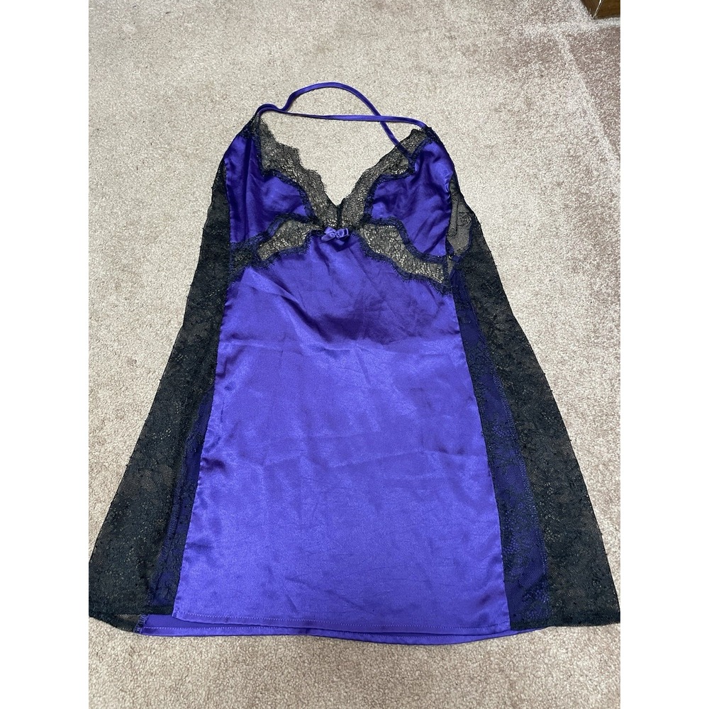 Victoria's Secret lingerie medium Satin Purple Black Lace Camisole 2014